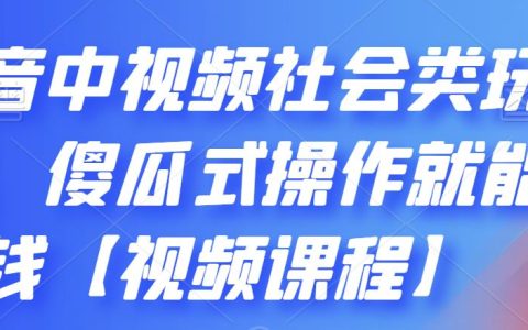 抖音中视频社会类玩法，傻瓜式操作就能赚钱【视频课程】